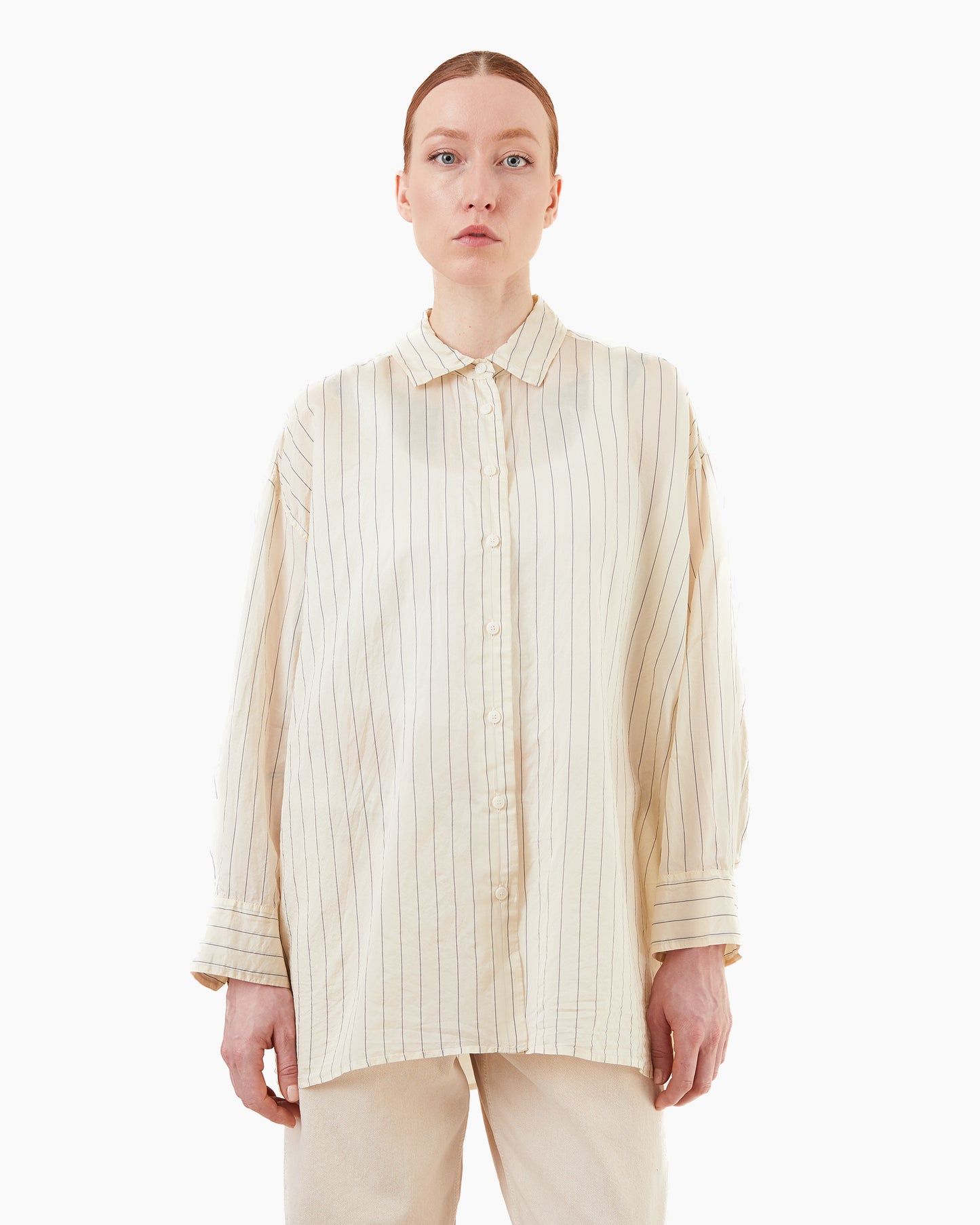 Casey Casey Women's Taffeta Silk Hamnet Shirt in Stripe