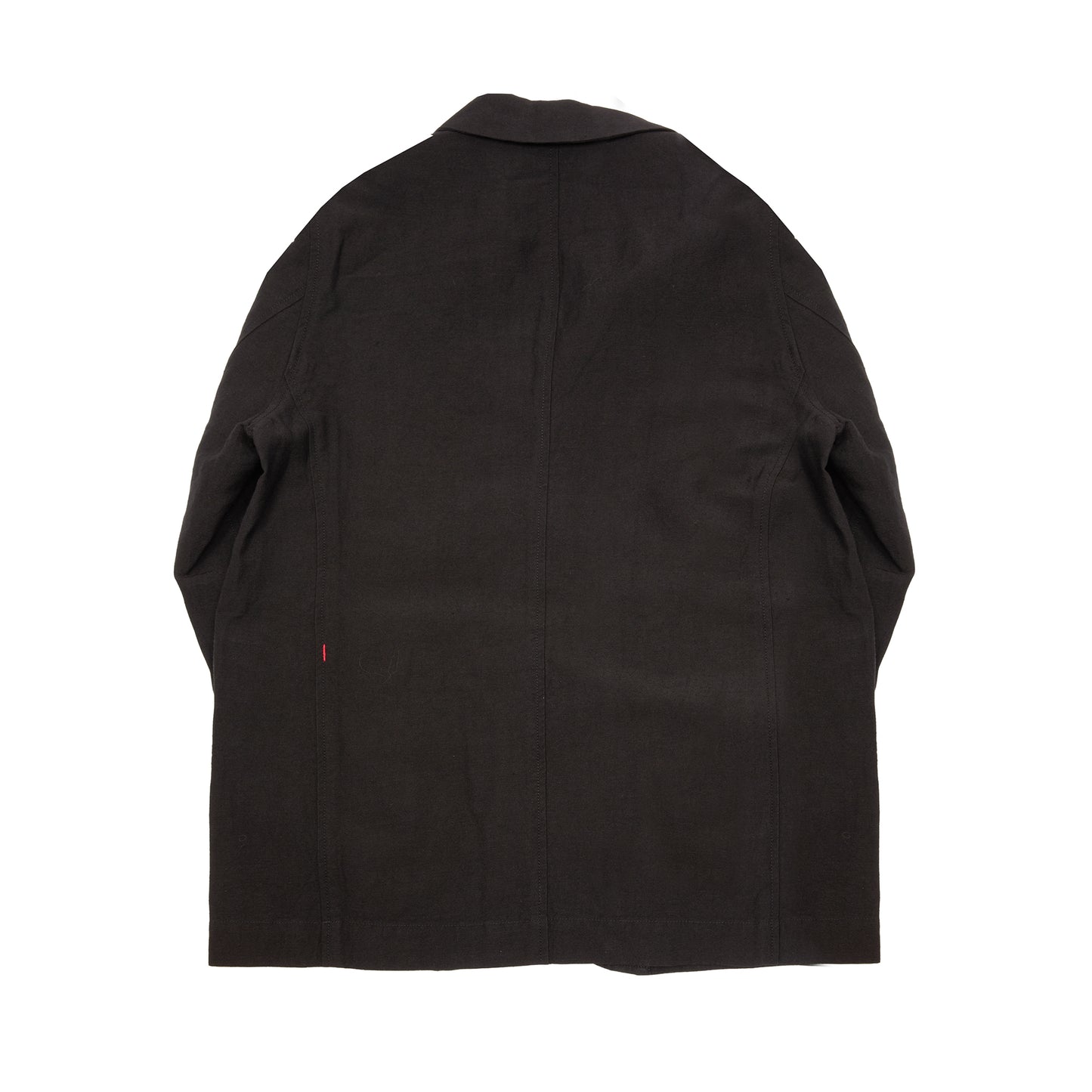 Casey Casey Jak Pat  Reversible Jacket in Black. A three-button jacket with button flap pockets and lapels.