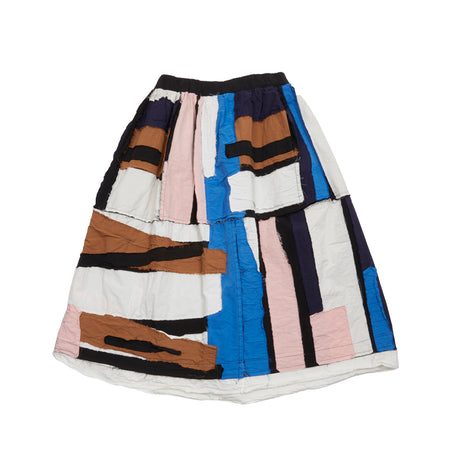 Casey Casey Women's Puffy Skirt in Stripe Patchwork 1