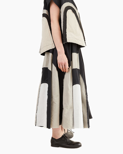 Casey Casey Women's Mixed Fabric Arch Skirt in Black