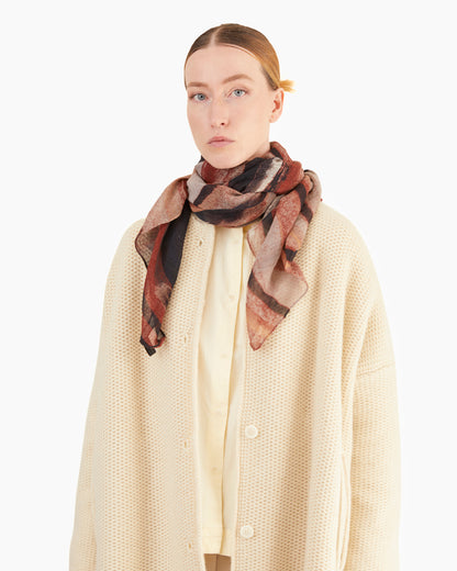 Casey Casey Women's Woolcash Square Scarf in Red Print