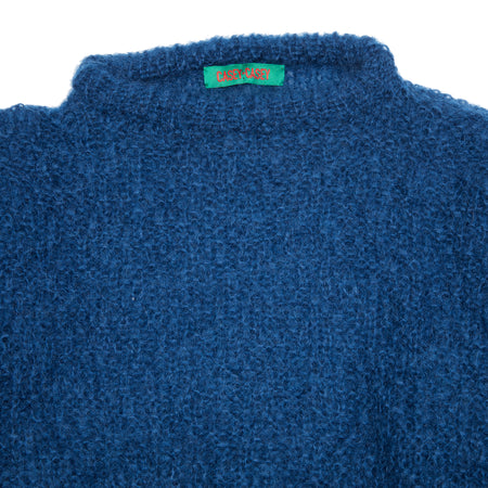 Casey Casey Women's Stitch Crew Neck Mohair Sweater in Blue