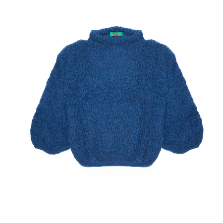 Casey Casey Women's Stitch Crew Neck Mohair Sweater in Blue