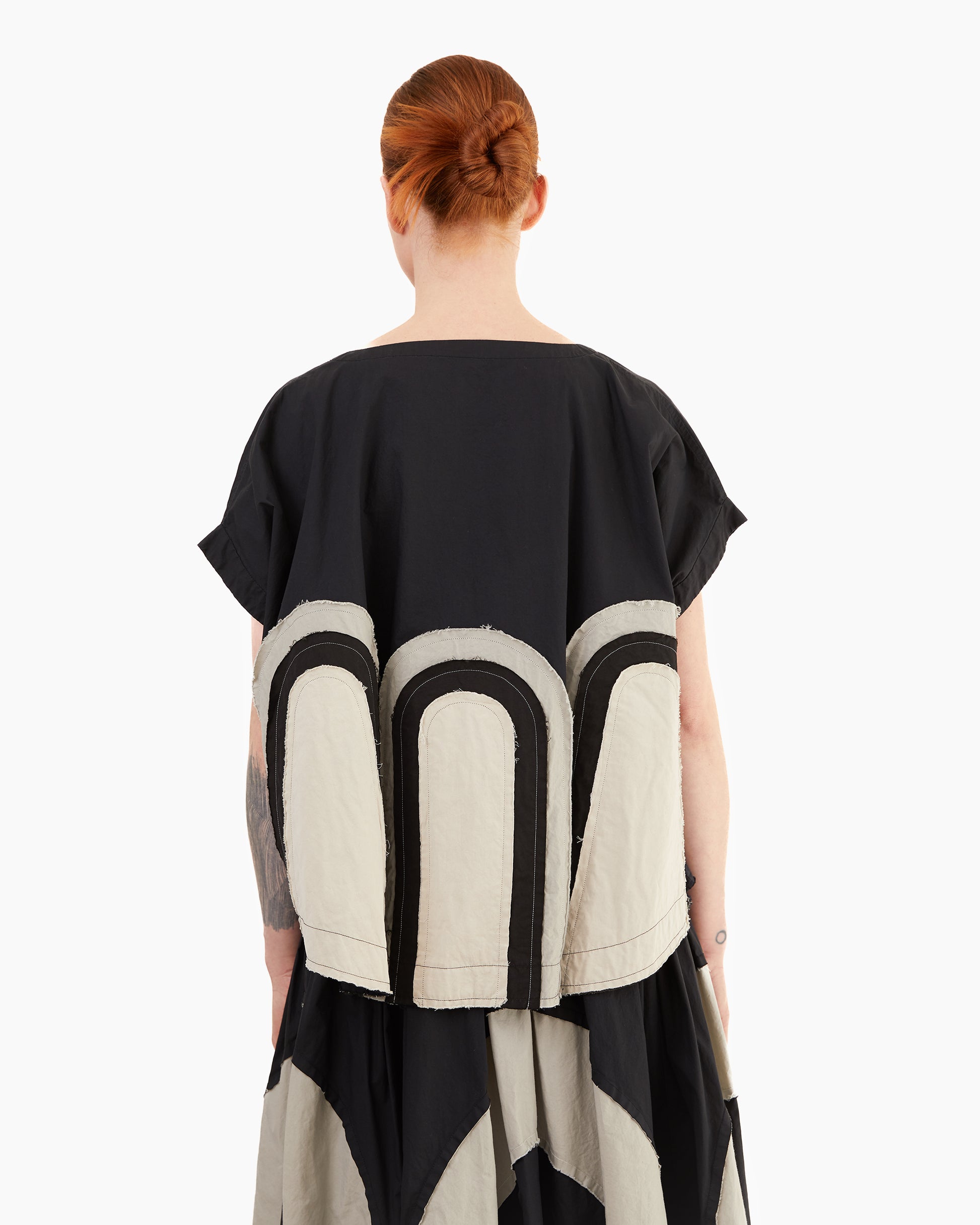 Casey Casey Women's Mixed Fabric Arch Top in Black