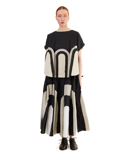 Casey Casey Women's Mixed Fabric Arch Top in Black