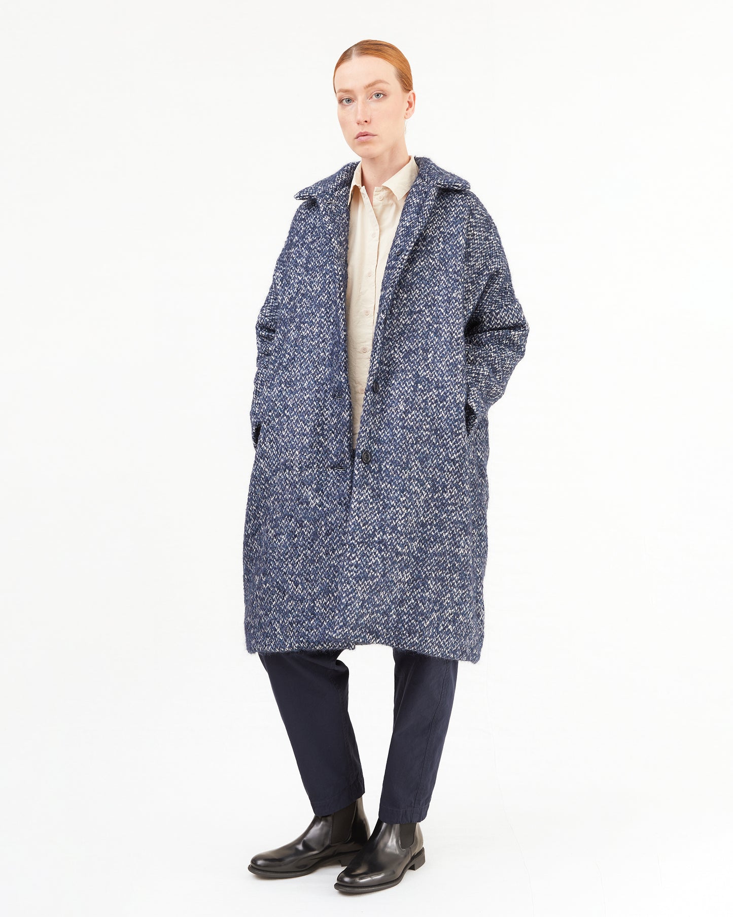 Casey Casey Women's Big Blobby Coat in Navy Tweed