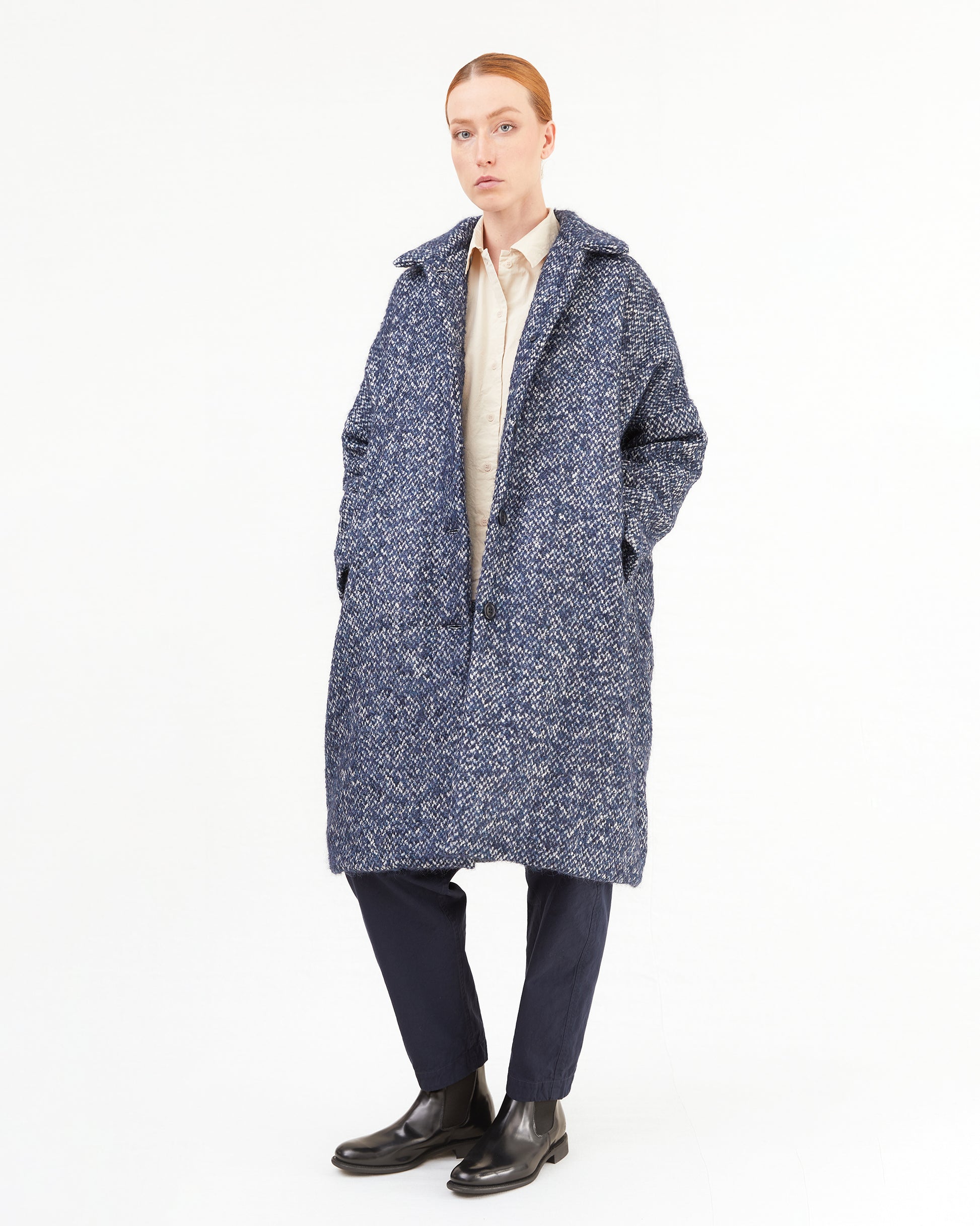 Casey Casey Women's Big Blobby Coat in Navy Tweed