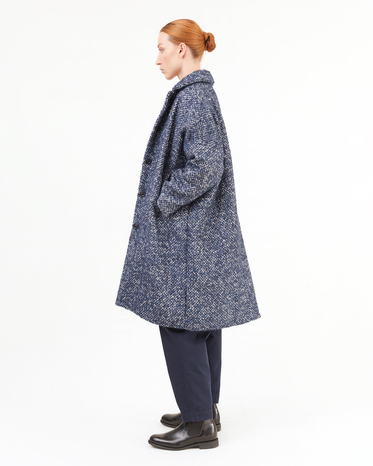 Casey Casey Women's Big Blobby Coat in Navy Tweed