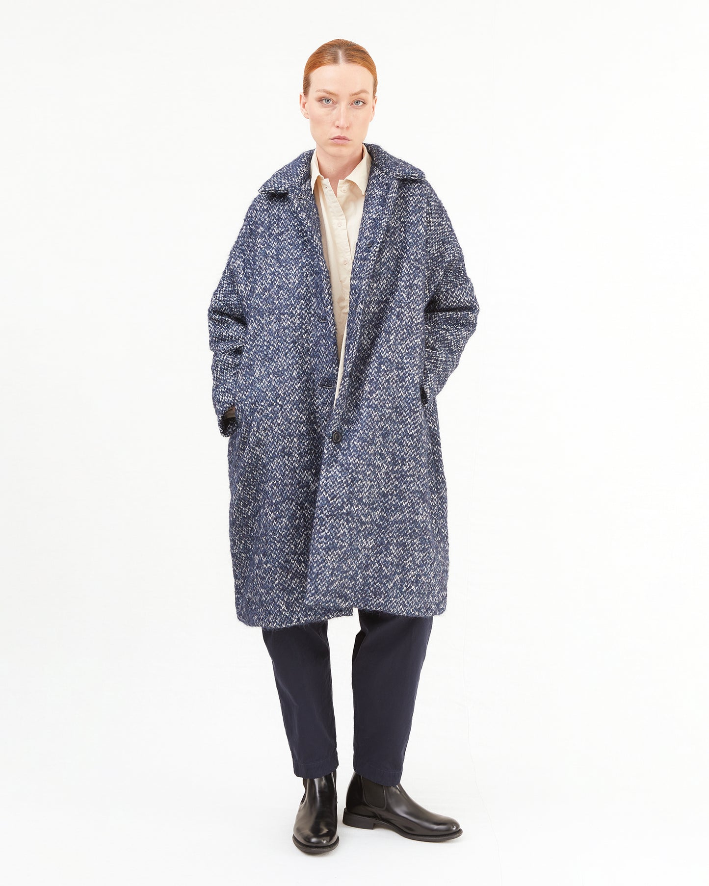 Casey Casey Women's Big Blobby Coat in Navy Tweed