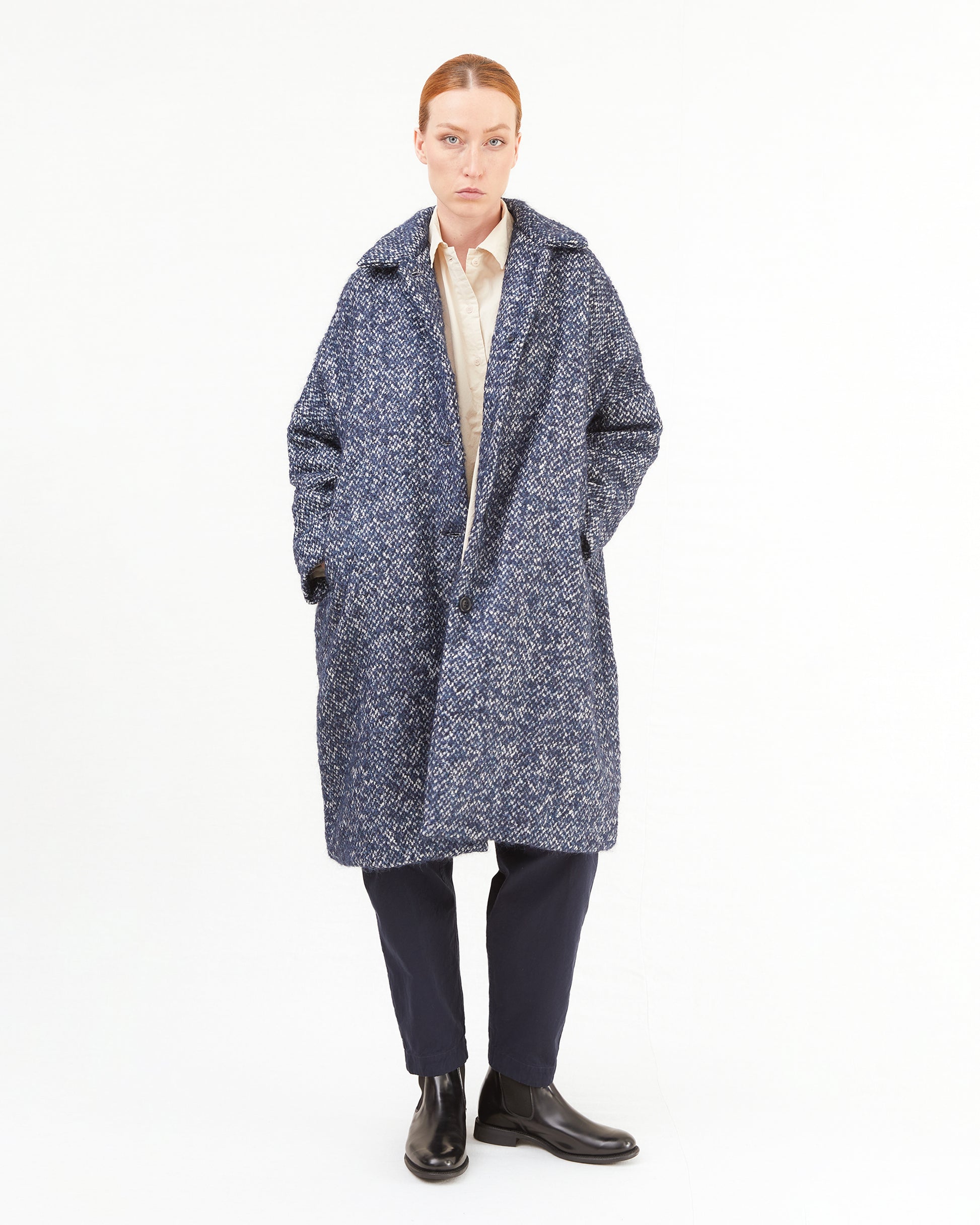 Casey Casey Women's Big Blobby Coat in Navy Tweed