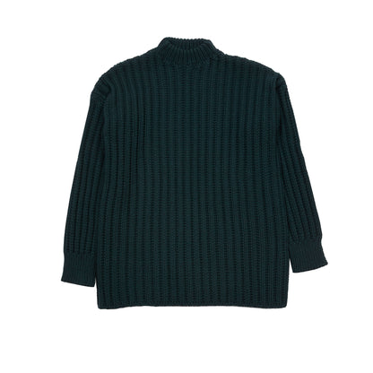 Casey Casey Crew Neck Open Rib Sweater in Green