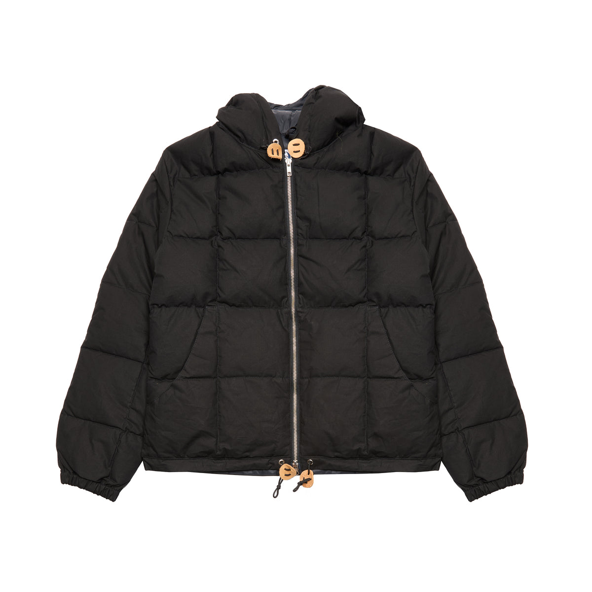 Crescent Down Works Wax Cotton Hooded Sweatshirt in Black