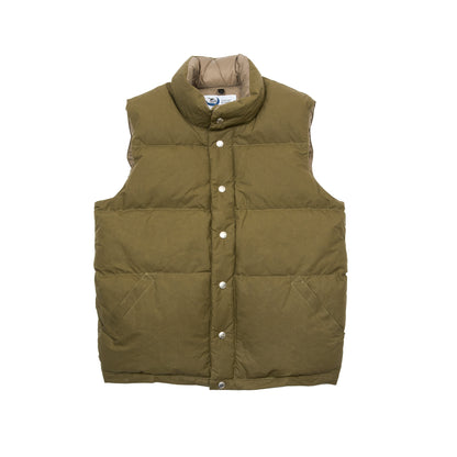 Crescent Down Works Wax Italian Vest in Douglas Green-Wood