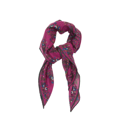 Drake's Birds of Paradise Wool/Silk Scarf in Magenta