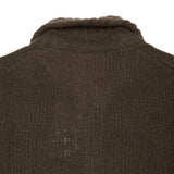 De Bonne Facture Boucle Wool Zipped Sweater in Khaki