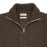 De Bonne Facture Boucle Wool Zipped Sweater in Khaki