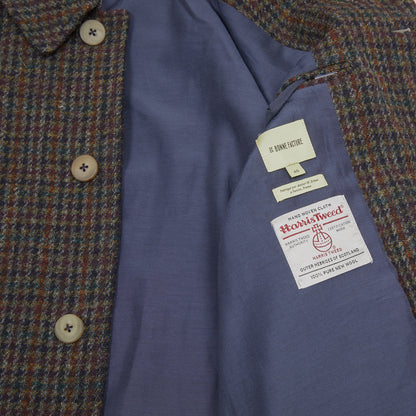 De Bonne Facture Harris Tweed Camargue Coat in Navy Houndstooth