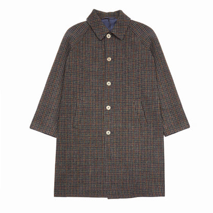 De Bonne Facture Harris Tweed Camargue Coat in Navy Houndstooth