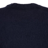 De Bonne Facture Boucle Wool Crew Neck Sweater in Navy 4