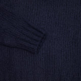 De Bonne Facture Boucle Wool Crew Neck Sweater in Navy 2