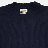 De Bonne Facture Boucle Wool Crew Neck Sweater in Navy 3