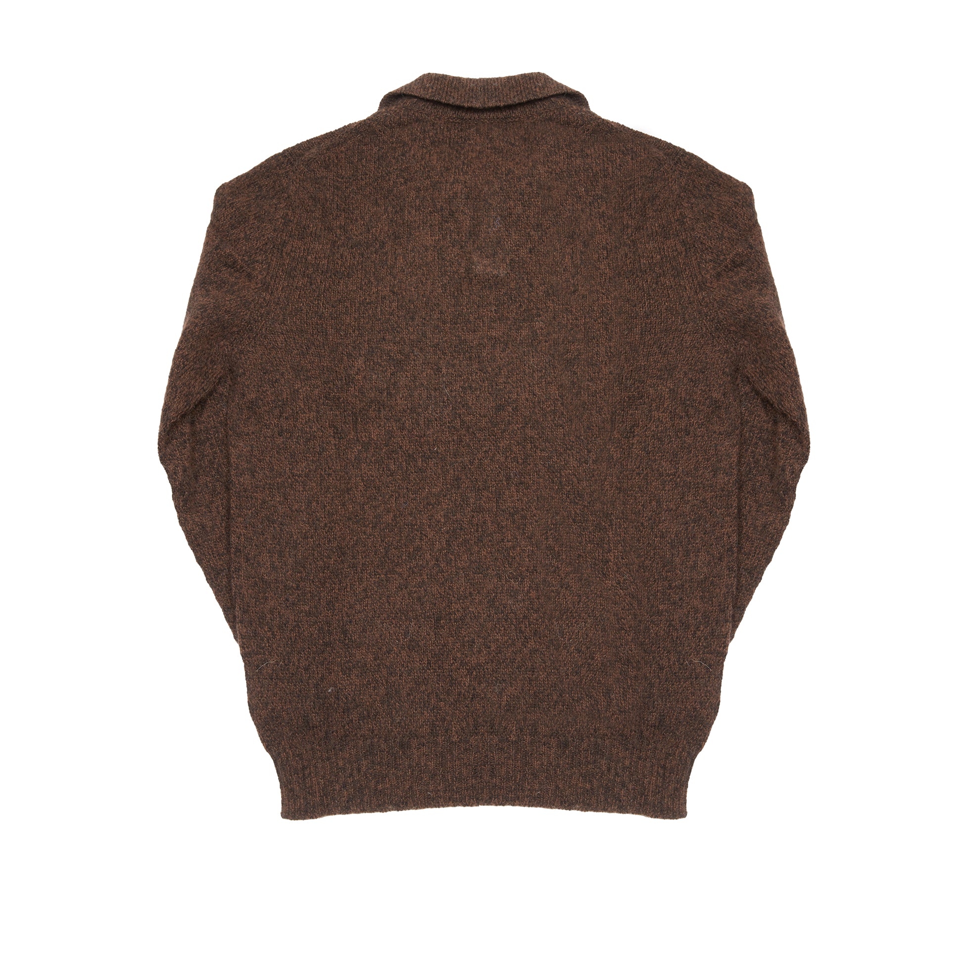 De Bonne Facture Wool Polo Shirt in Heathered Bark Brown