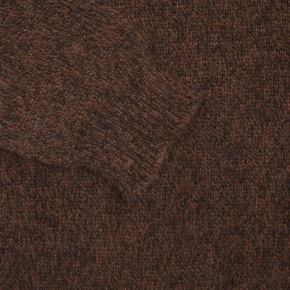 De Bonne Facture Wool Polo Shirt in Heathered Bark Brown