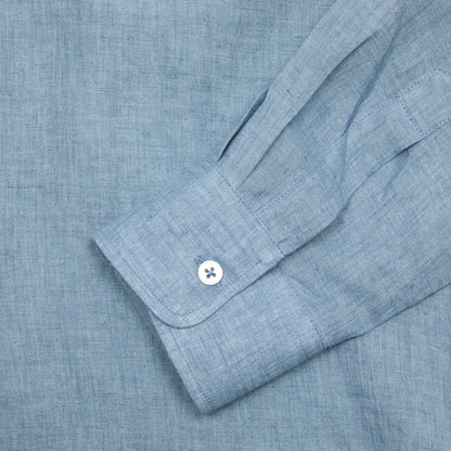 De Bonne Facture Artist Light Linen Shirt in Chambray Blue