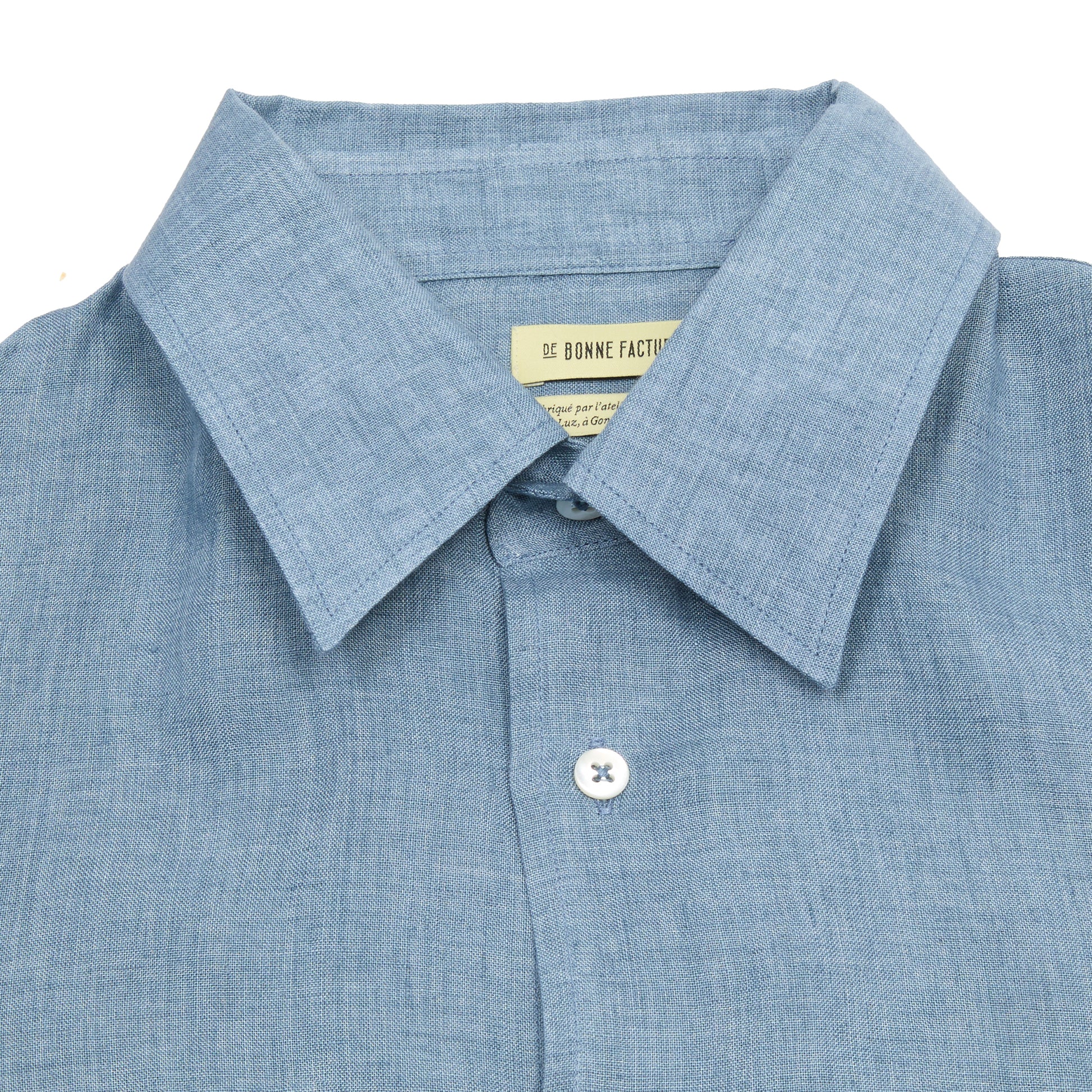 De Bonne Facture Artist Light Linen Shirt in Chambray Blue