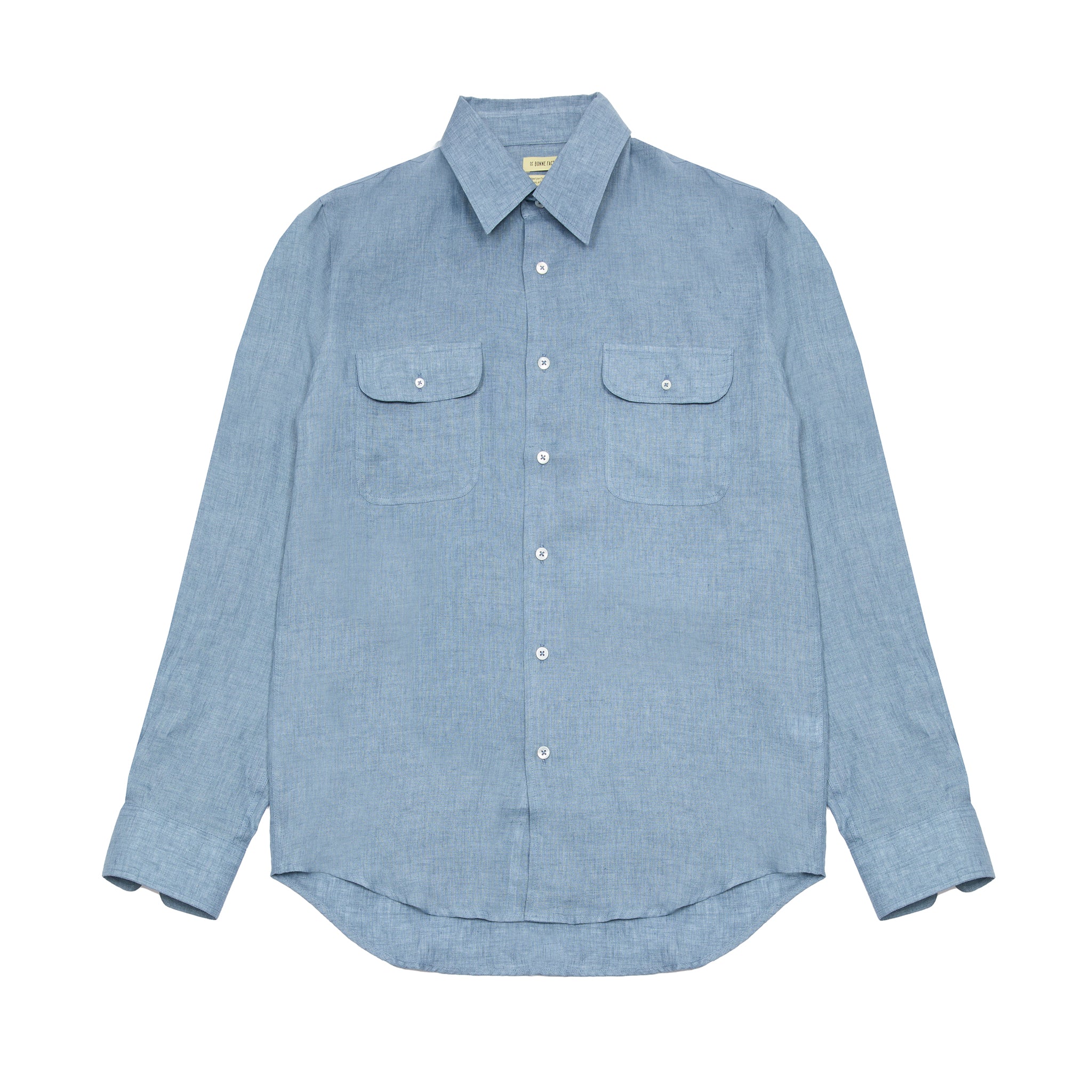 De Bonne Facture Artist Light Linen Shirt in Chambray Blue