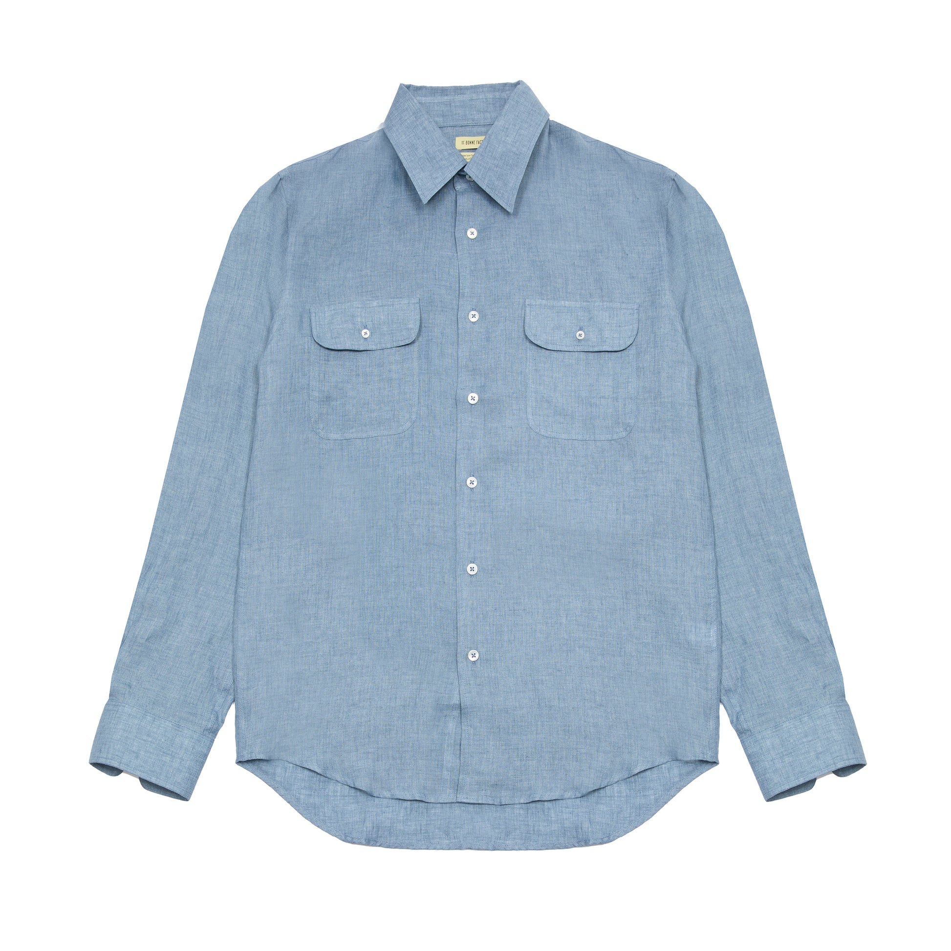 De Bonne Facture Artist Light Linen Shirt in Chambray Blue