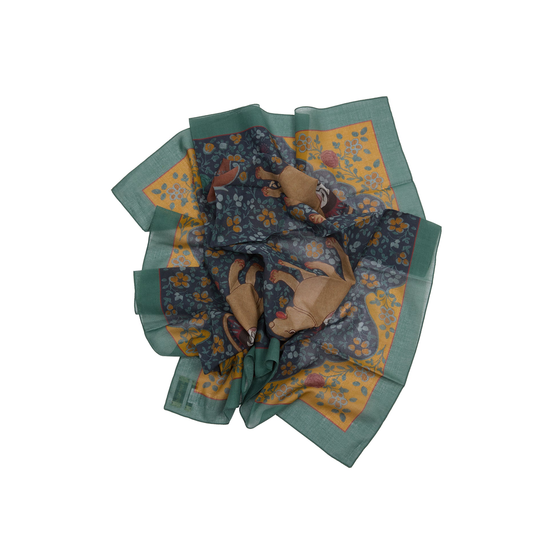 De Bonne Facture Ispahan Folk Pattern Cotton Bandana in Green