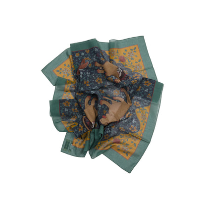 De Bonne Facture Ispahan Folk Pattern Cotton Bandana in Green