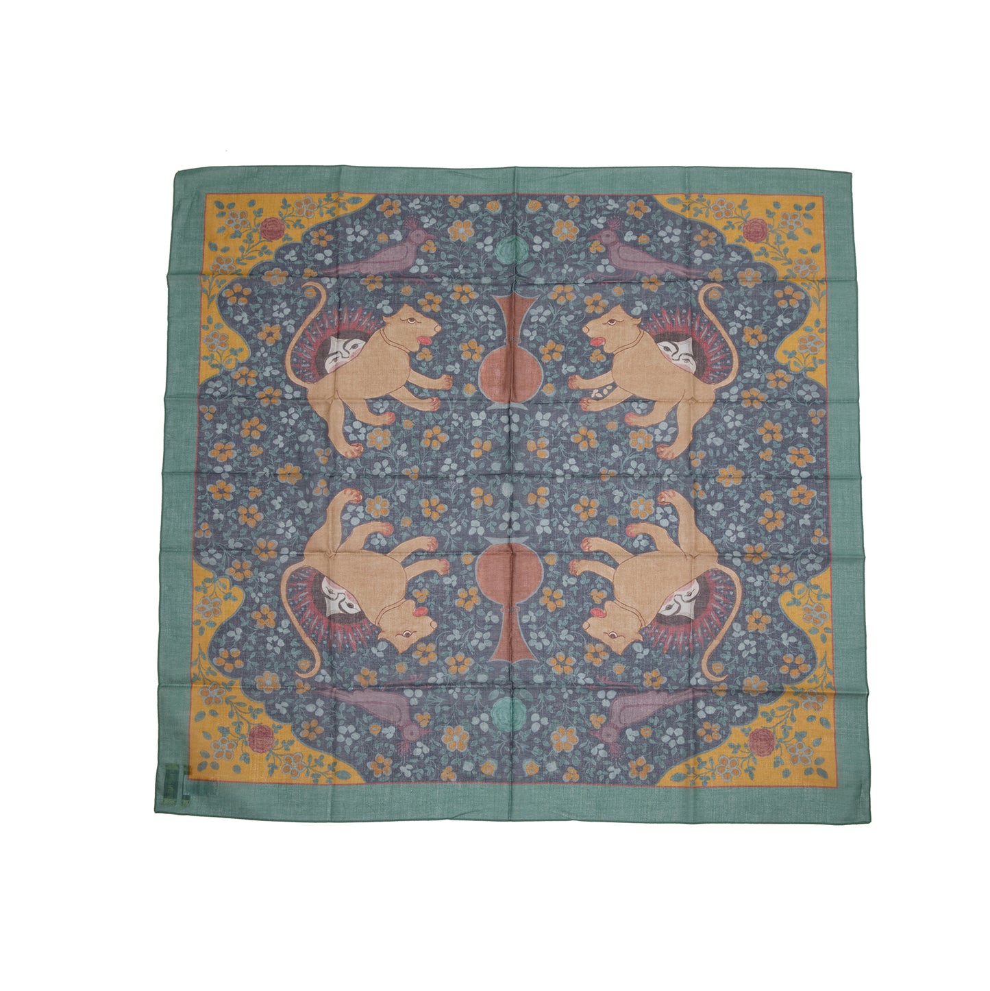 De Bonne Facture Ispahan Folk Pattern Cotton Bandana in Green