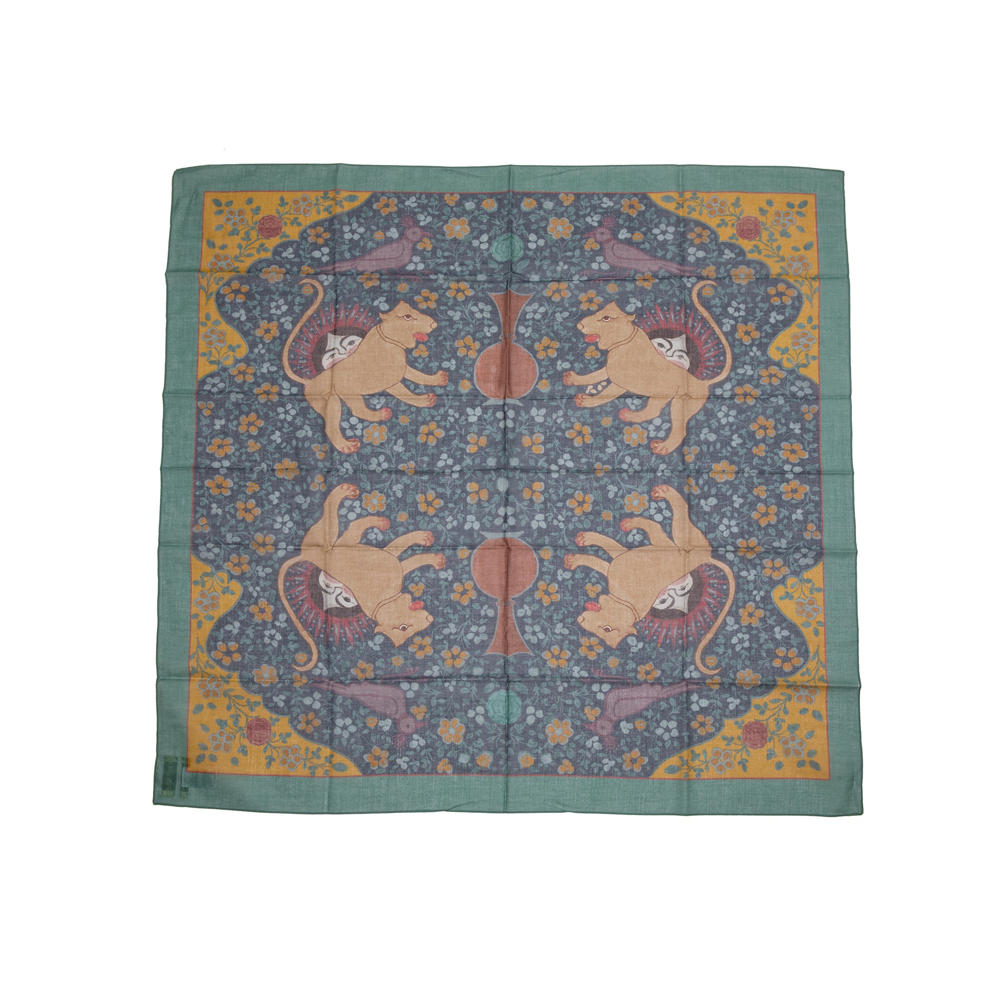 De Bonne Facture Ispahan Folk Pattern Cotton Bandana in Green