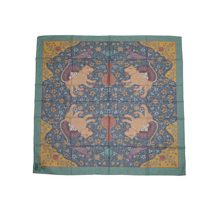 De Bonne Facture Ispahan Folk Pattern Cotton Bandana in Green