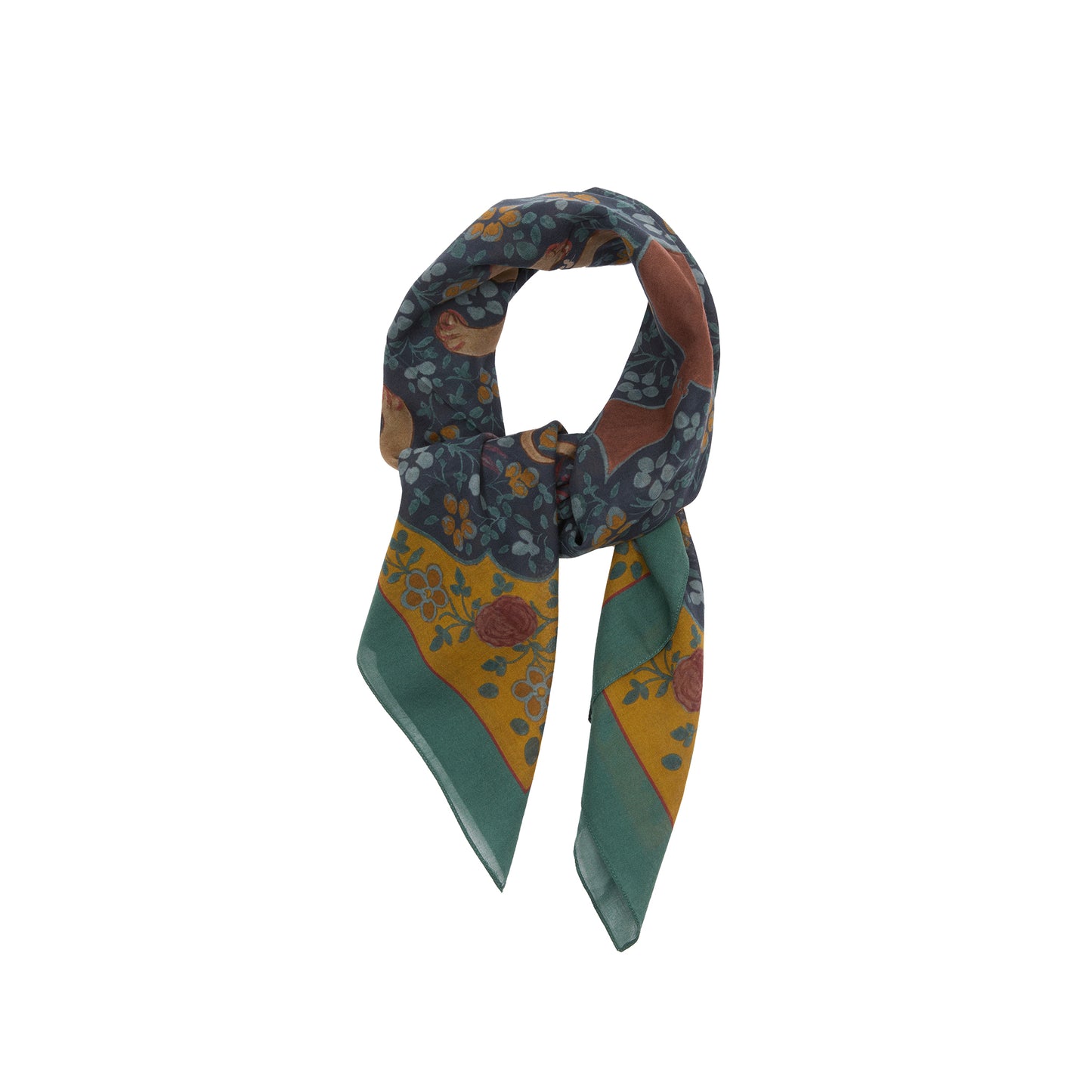 De Bonne Facture Ispahan Folk Pattern Cotton Bandana in Green