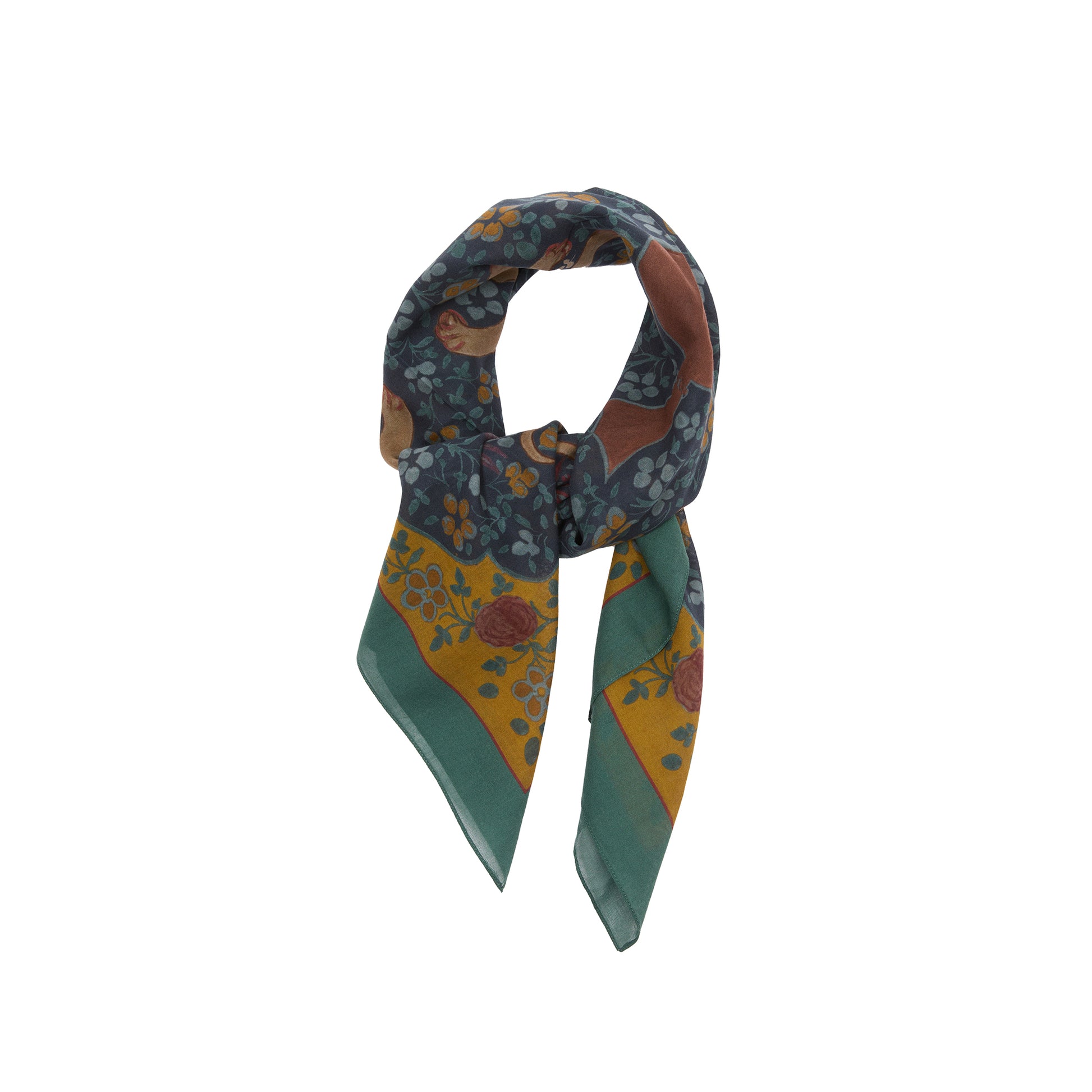 De Bonne Facture Ispahan Folk Pattern Cotton Bandana in Green