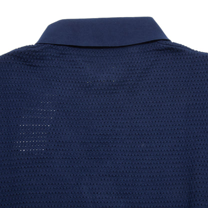 De Bonne Facture Honeycomb Knitted Polo in Navy