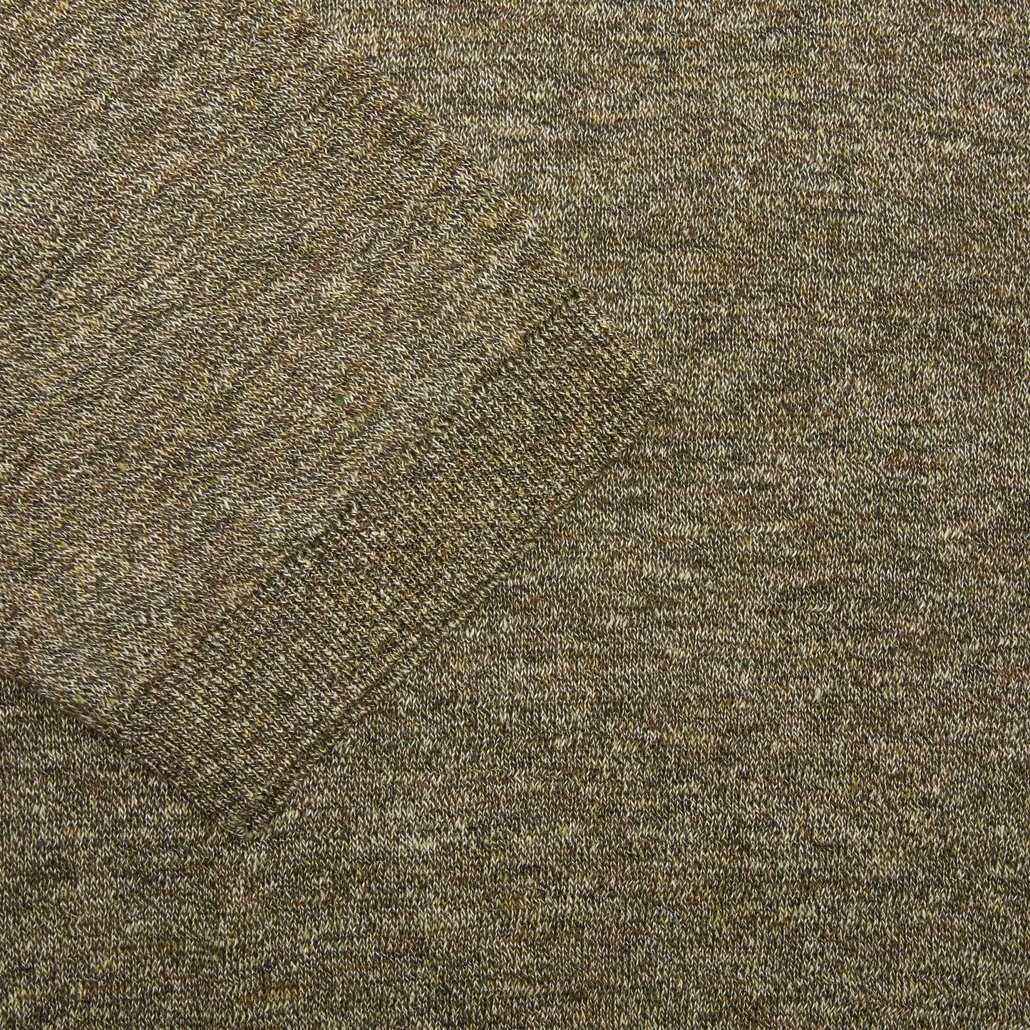 De Bonne Facture Knitted Linen Tee in Khaki and Ecru Mouline