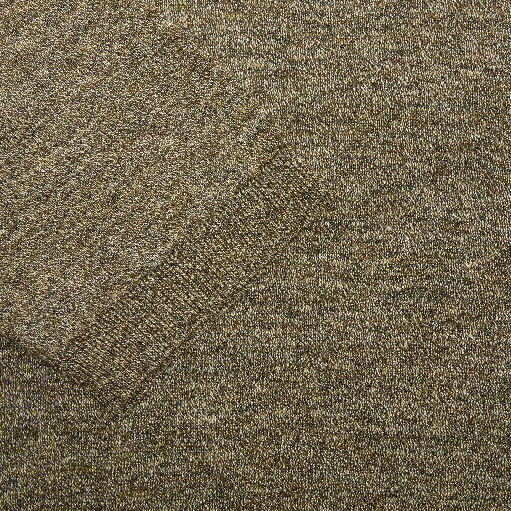 De Bonne Facture Knitted Linen Tee in Khaki and Ecru Mouline