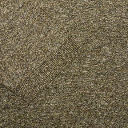 De Bonne Facture Knitted Linen Tee in Khaki and Ecru Mouline