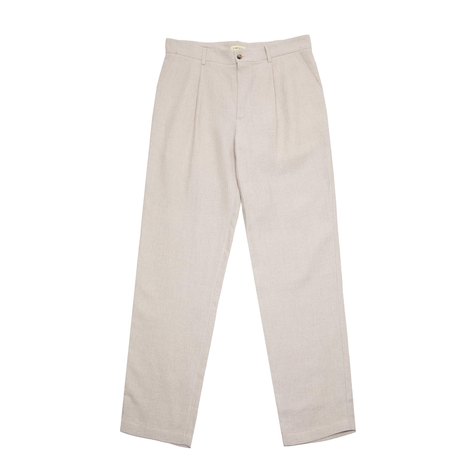 De Bonne Facture One Pleat Belgian Linen Undyed Flax Trousers