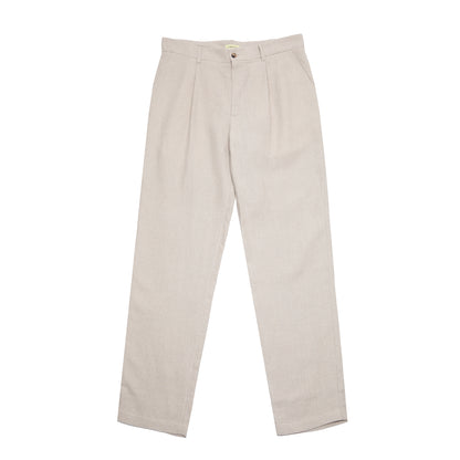 De Bonne Facture One Pleat Belgian Linen Undyed Flax Trousers