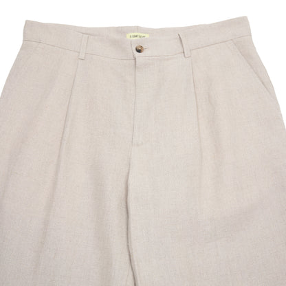 De Bonne Facture One Pleat Belgian Linen Undyed Flax Trousers