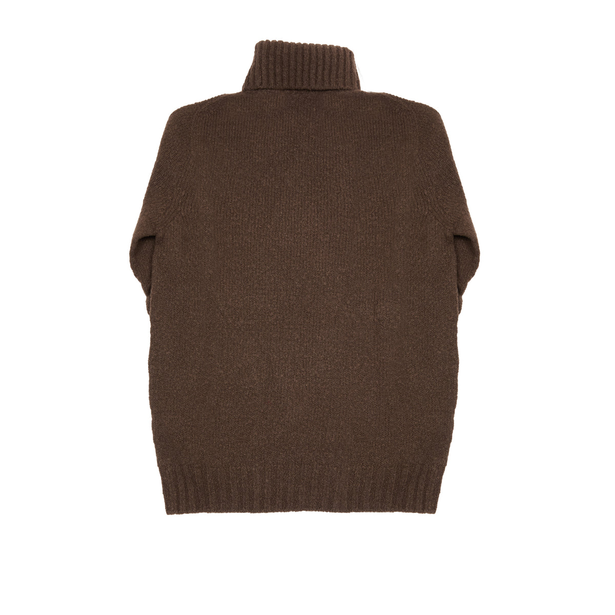 De Bonne Facture Boucle Wool Turtleneck Jumper in Bark Brown
