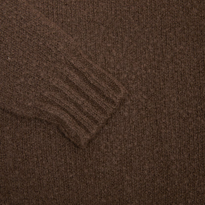 De Bonne Facture Boucle Wool Turtleneck Jumper in Bark Brown