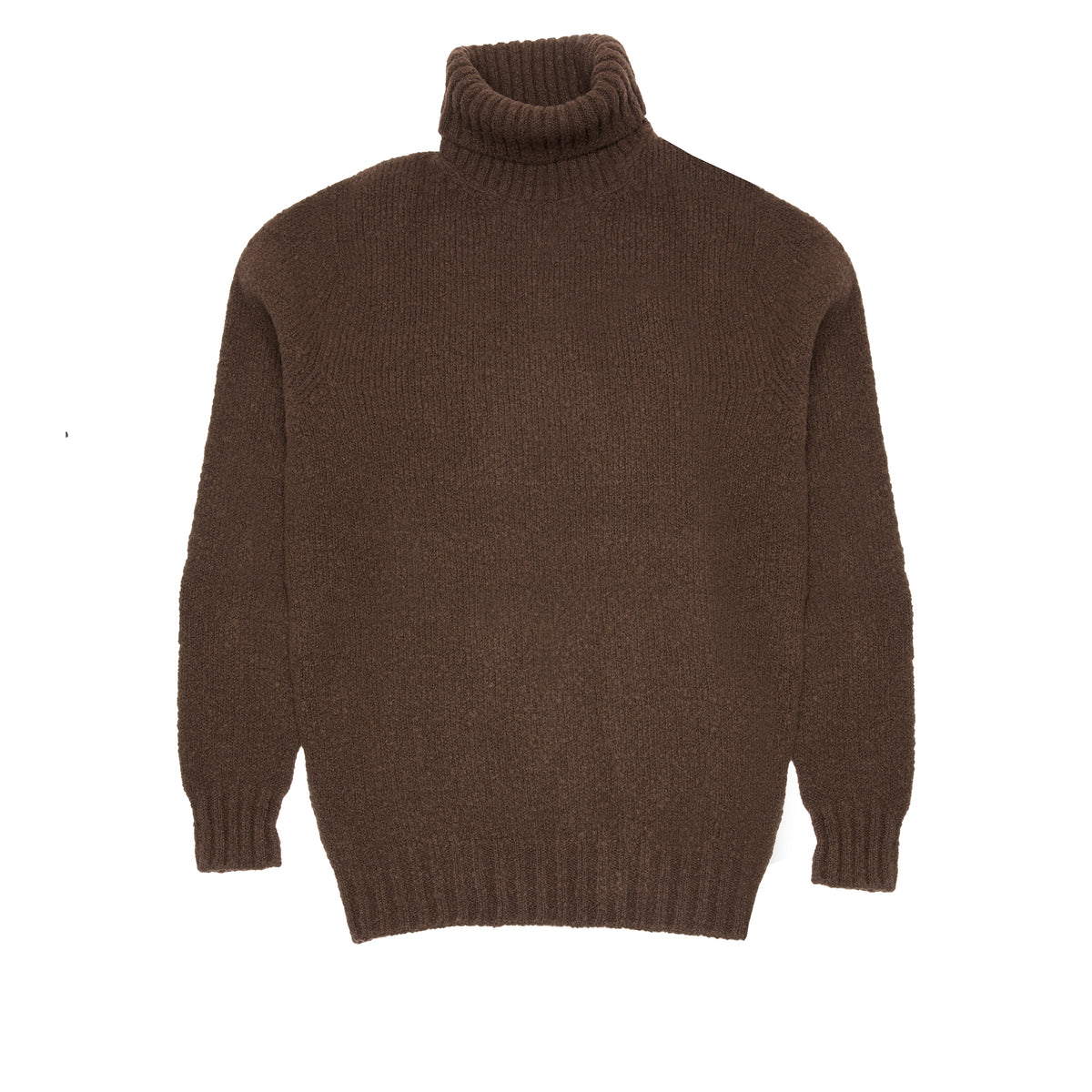 De Bonne Facture Boucle Wool Turtleneck Jumper in Bark Brown