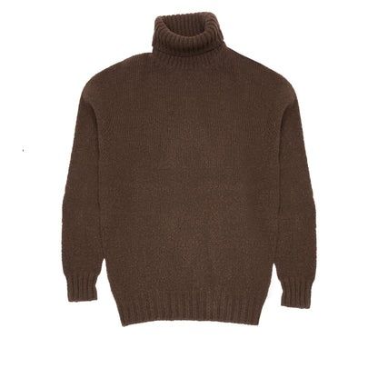 De Bonne Facture Boucle Wool Turtleneck Jumper in Bark Brown