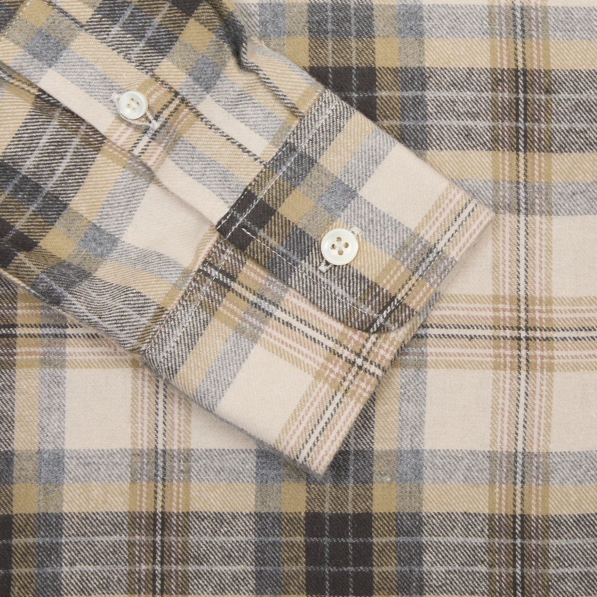 De Bonne Facture Brushed Cotton Artist Shirt in Grey Camargue Check